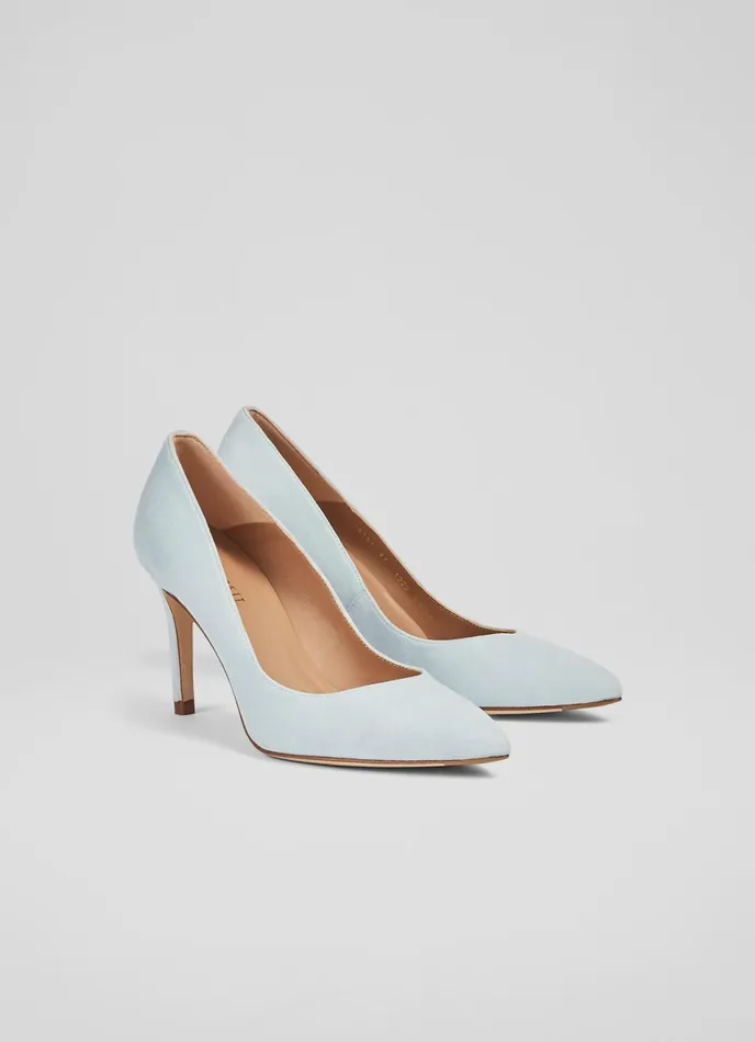 LK Bennett Floret Navy Suede Pointed Toe Courts Women Court Shoes