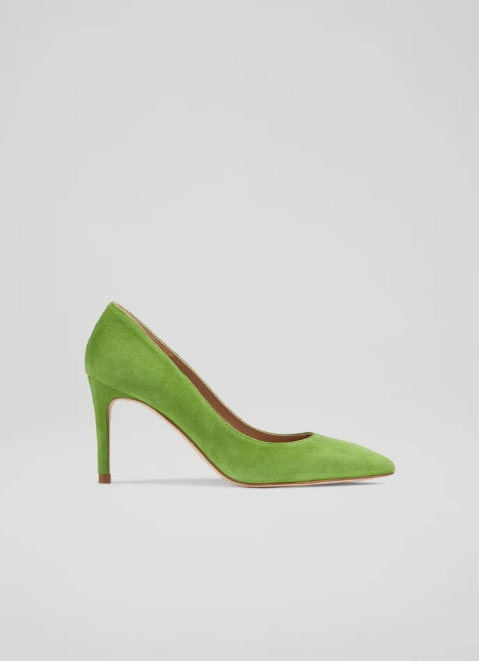 LK Bennett Floret Navy Suede Pointed Toe Courts Women Court Shoes