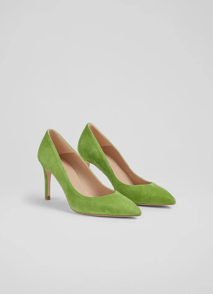 LK Bennett Floret Navy Suede Pointed Toe Courts Women Court Shoes