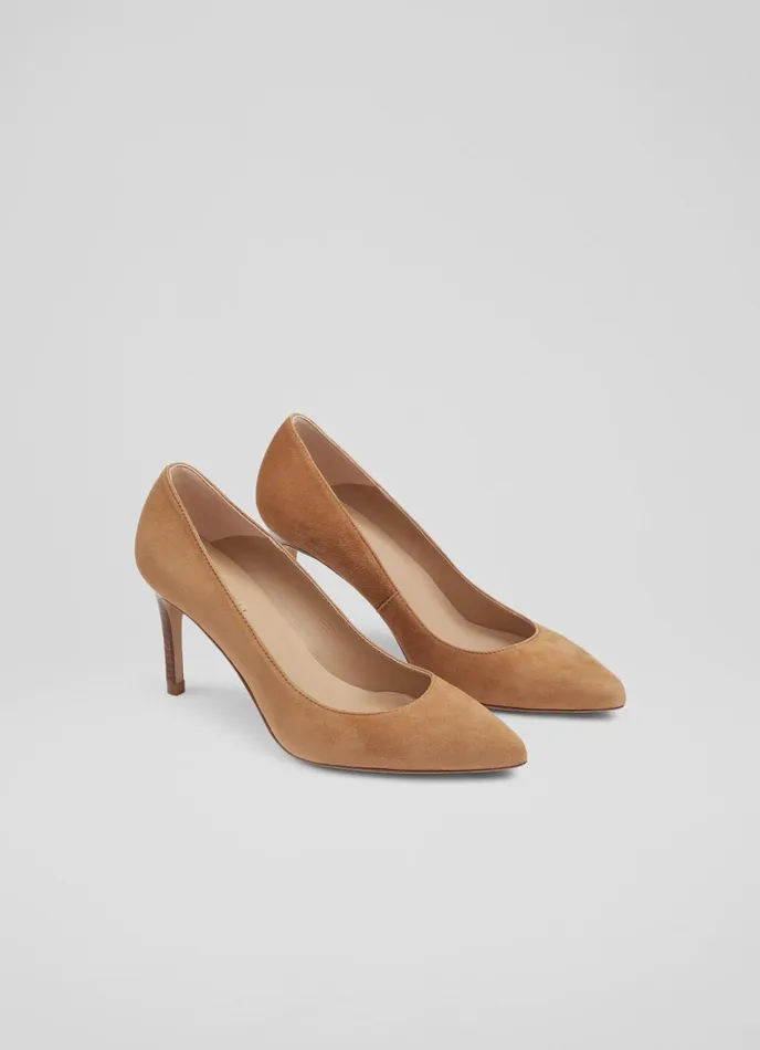 LK Bennett Floret Navy Suede Pointed Toe Courts Women Court Shoes