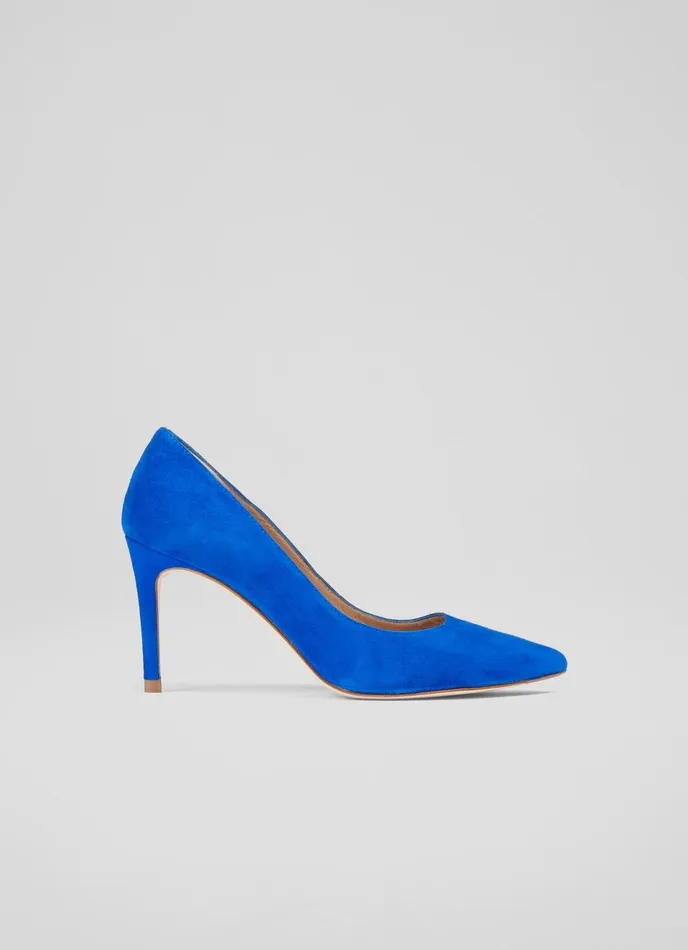 LK Bennett Floret Navy Suede Pointed Toe Courts Women Court Shoes
