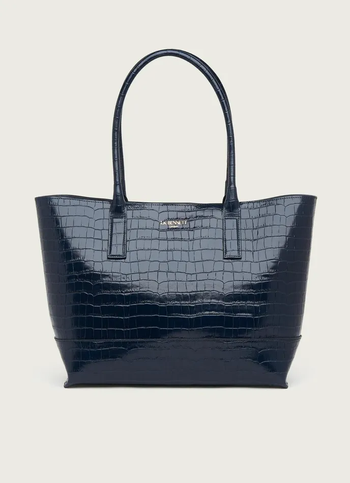 LK Bennett Lacey Green CrocEffect Leather Tote Bag Women Tote Bags