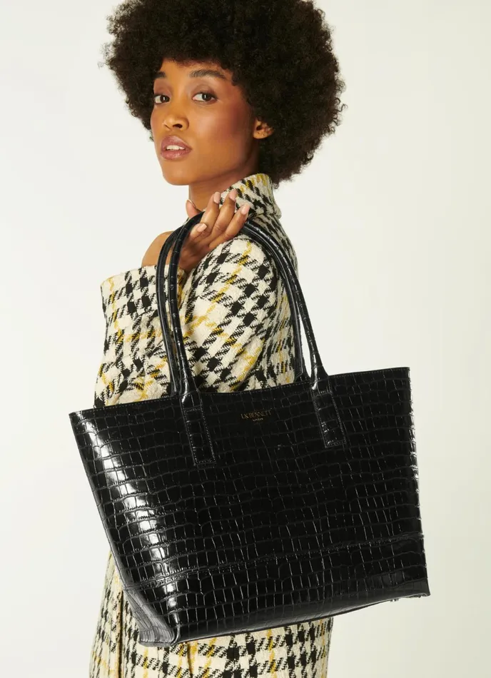 LK Bennett Lacey Green CrocEffect Leather Tote Bag Women Tote Bags