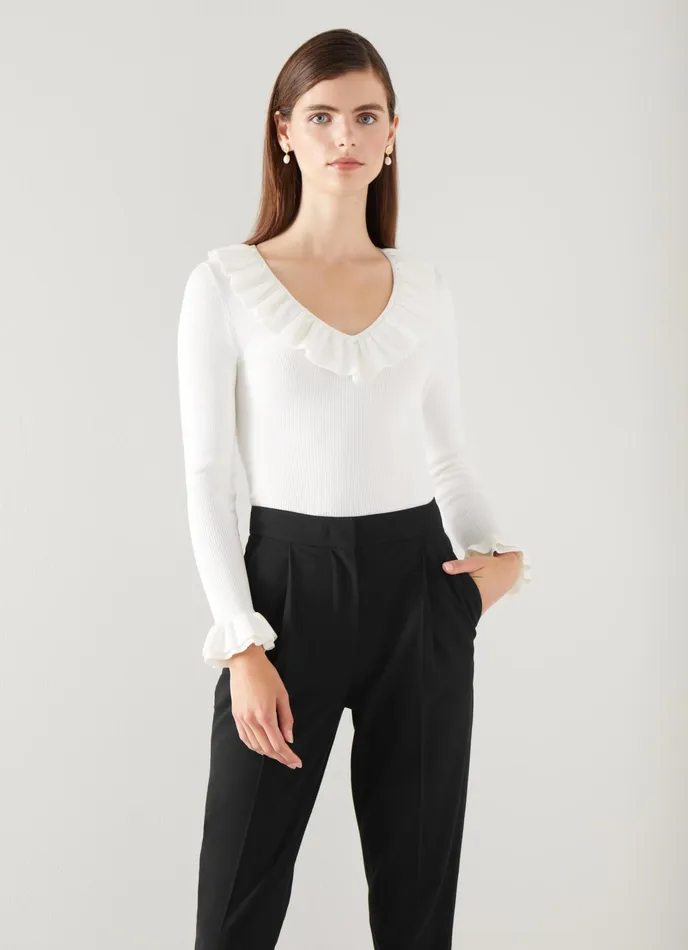 LK Bennett Lilly Black Crepe Tailored Trousers Women Trousers