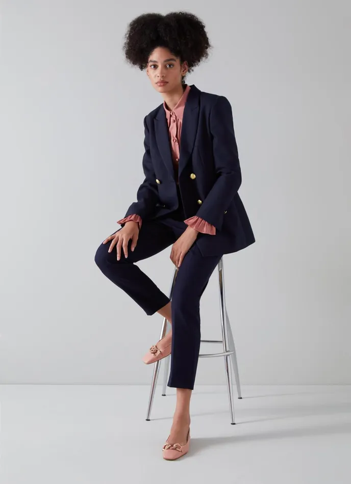 LK Bennett Mariner Green Lenzing Ecovero Viscose Blend Jacket Women Coats and Jackets