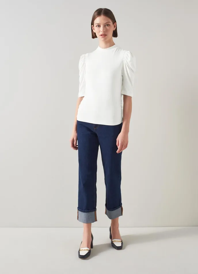 LK Bennett Rene Cream Lenzing Ecovero Viscose Turtle Neck Top Women Tops