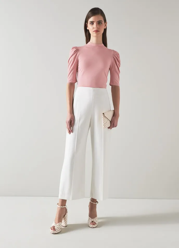 LK Bennett Rene Cream Lenzing Ecovero Viscose Turtle Neck Top Women Tops