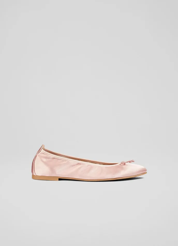 LK Bennett Trilly Mocha Satin Ballet Pumps Women Flats