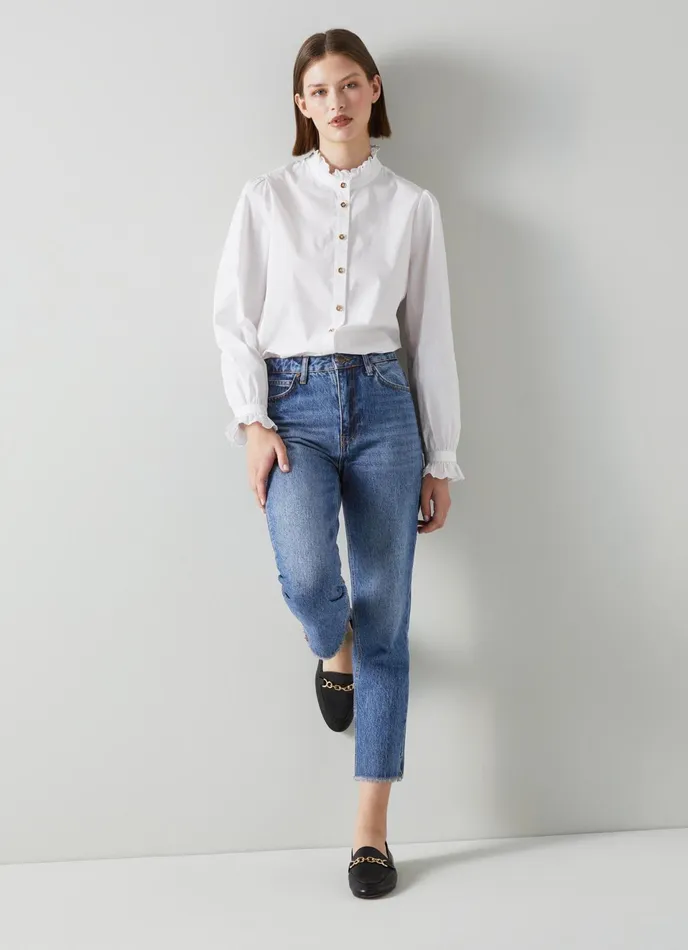 LK Bennett Verity MidIndigo Organic CottonBlend Cropped Denim Jeans Women Trousers