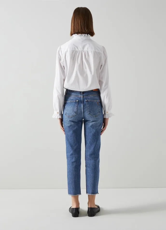 LK Bennett Verity MidIndigo Organic CottonBlend Cropped Denim Jeans Women Trousers