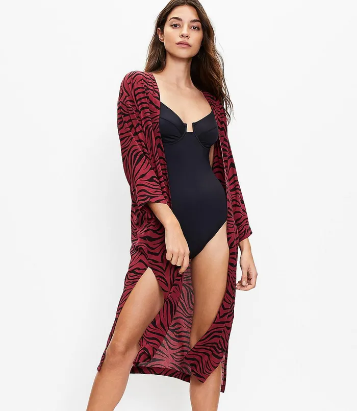 LOFT Animal Print Duster Radiant Copper Women Wraps and Scarves