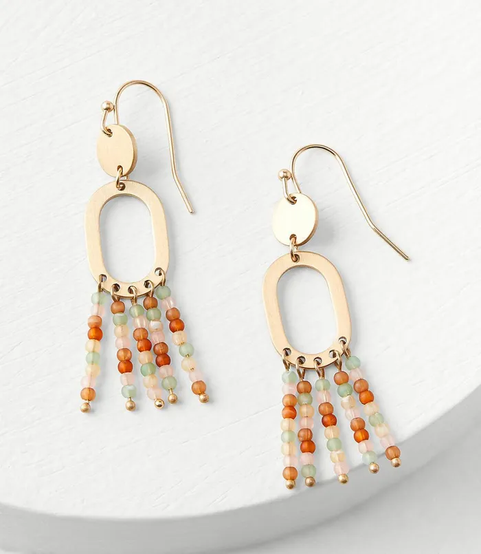LOFT Beaded Statement Earrings Multi Women Jewelry
