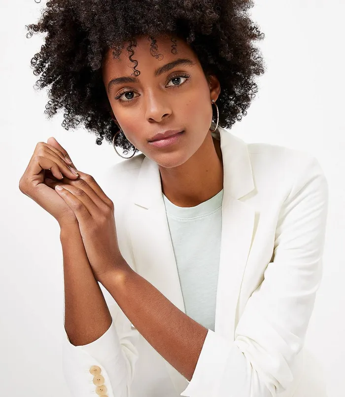 LOFT Fluid Modern Blazer Whisper White Women Jackets and Blazers