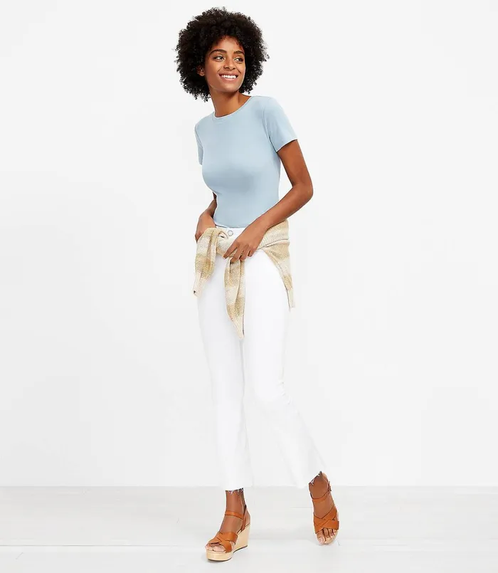LOFT Fresh Cut High Rise Kick Crop Jeans In White White Women Jeans