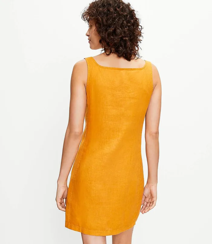 LOFT Lou and Grey Linen Button Pocket Tank Dress Golden Maple Women Dresses