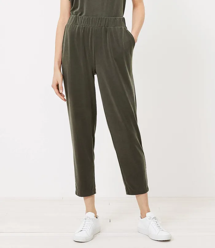 LOFT Lou and Grey Sandwashed Pants Italian Olive Women Loungewear