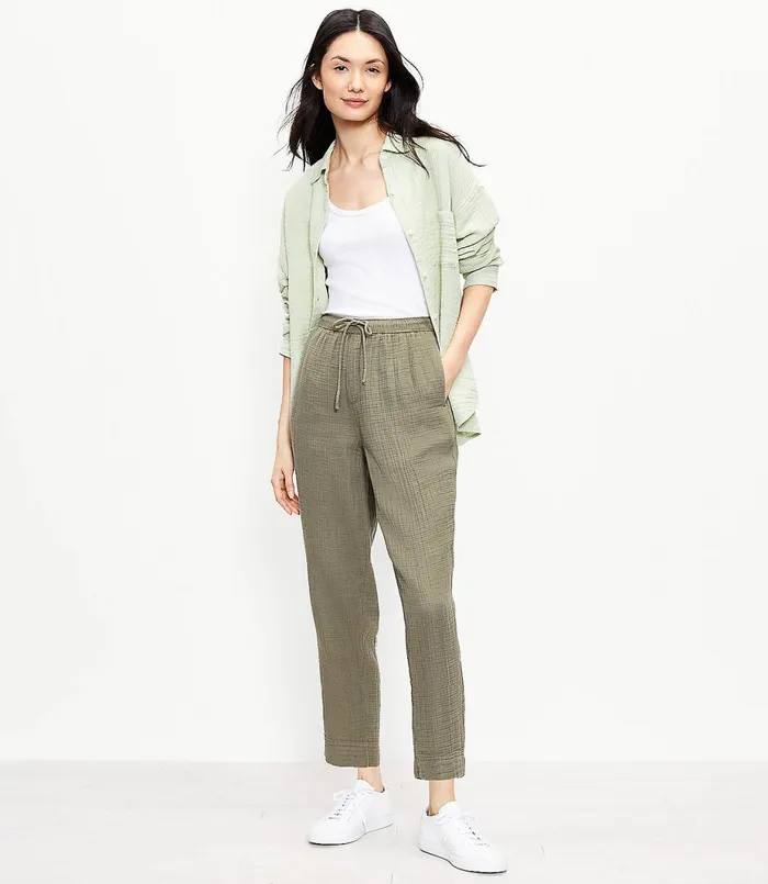 LOFT Lou and Grey Triple Cloth Pants Olive Grove Women Loungewear