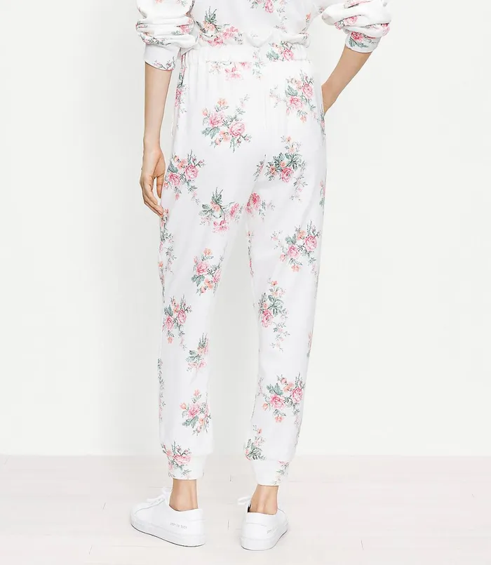 LOFT Petite Lou and Grey Bouquet Ruffle Terry Sweatpants Whisper White Women Petite Pants