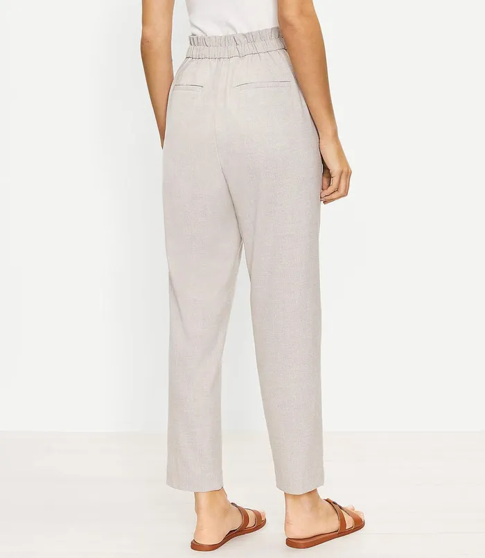 LOFT Petite Paperbag Pull On Slim Pants Neutral Multi Women Petite Pants