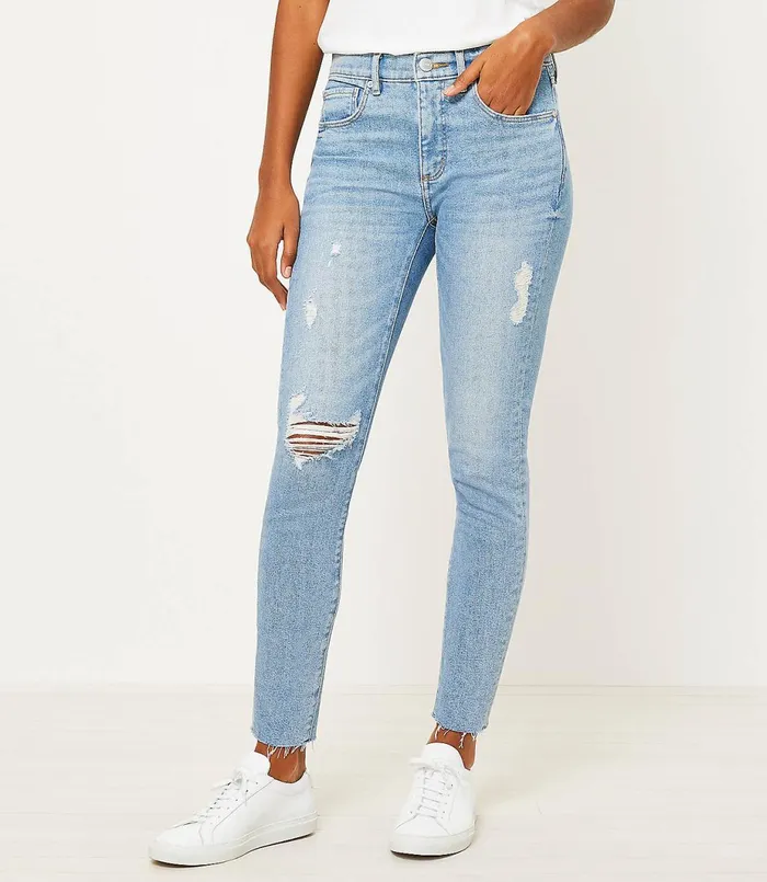 LOFT Petite Skinny Jeans In Vivid Light Indigo Wash Vivid Light Indigo Wash Women Petite Jeans