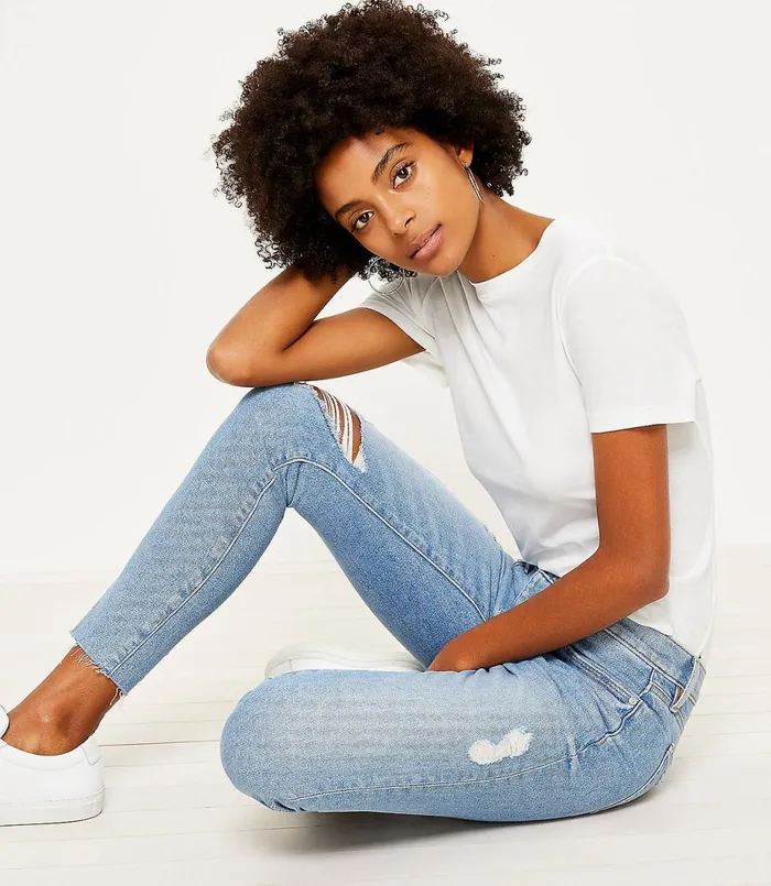 LOFT Petite Skinny Jeans In Vivid Light Indigo Wash Vivid Light Indigo Wash Women Petite Jeans