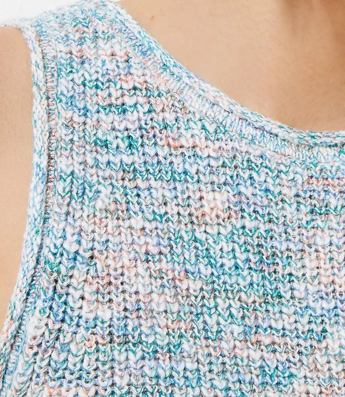 LOFT Petite Spacedye Sweater Tank Green Multi Women Petite Sweaters