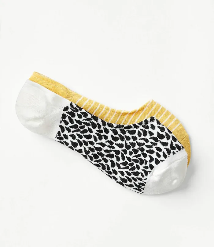 LOFT Raindrop and Stripe No Show Sock Set Black Women Socks