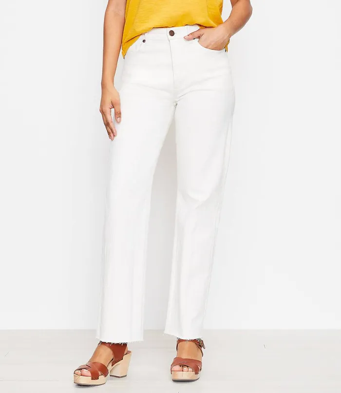LOFT Relaxed Straight Leg Jeans In White White Women Jeans