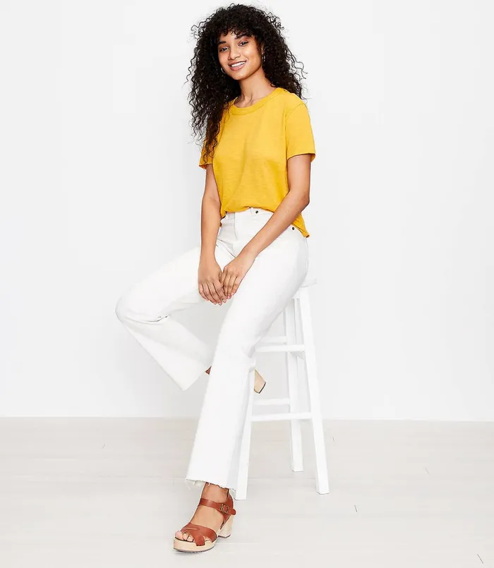 LOFT Relaxed Straight Leg Jeans In White White Women Jeans