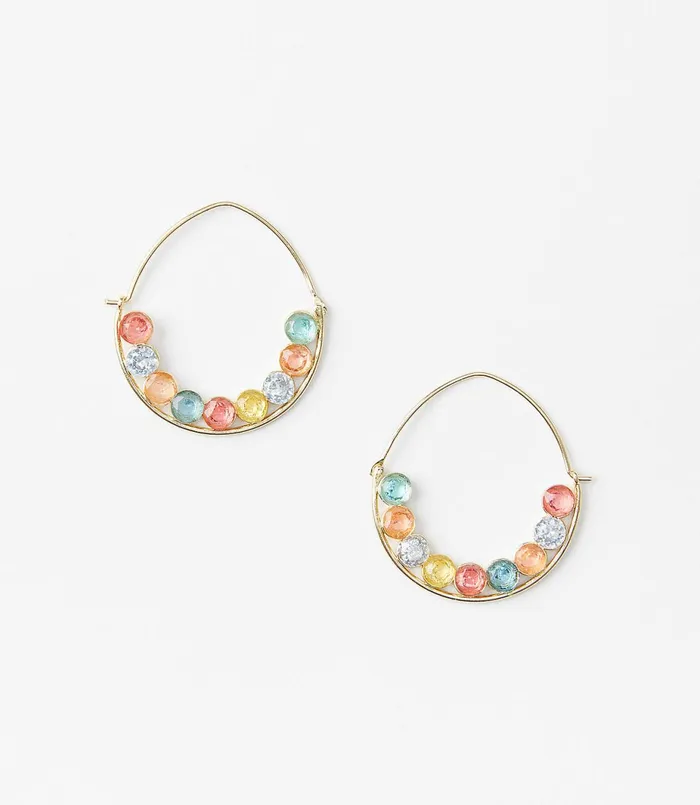 LOFT Stone Hoop Earrings Gold Women Jewelry