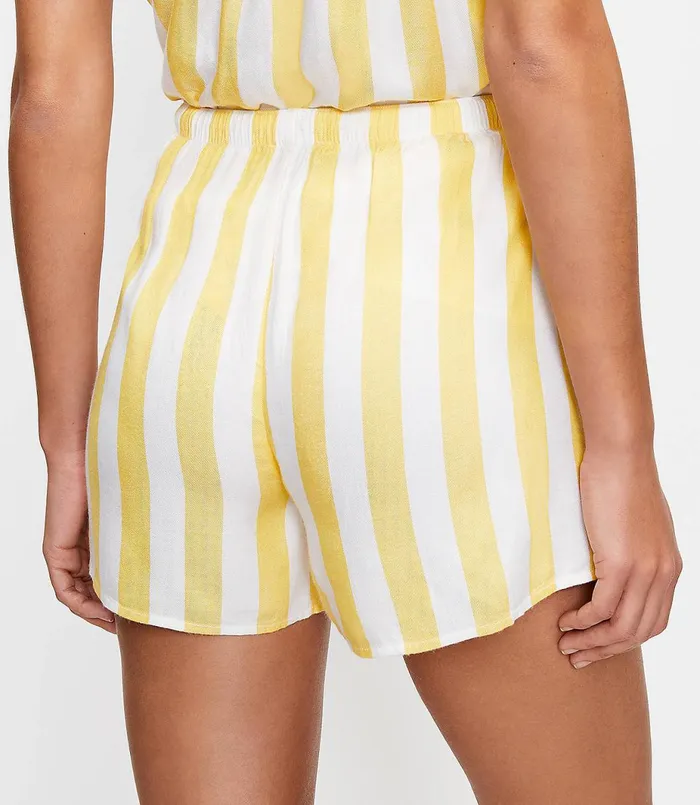 LOFT Striped Pajama Shorts Mineral Yellow Women Sleepwear