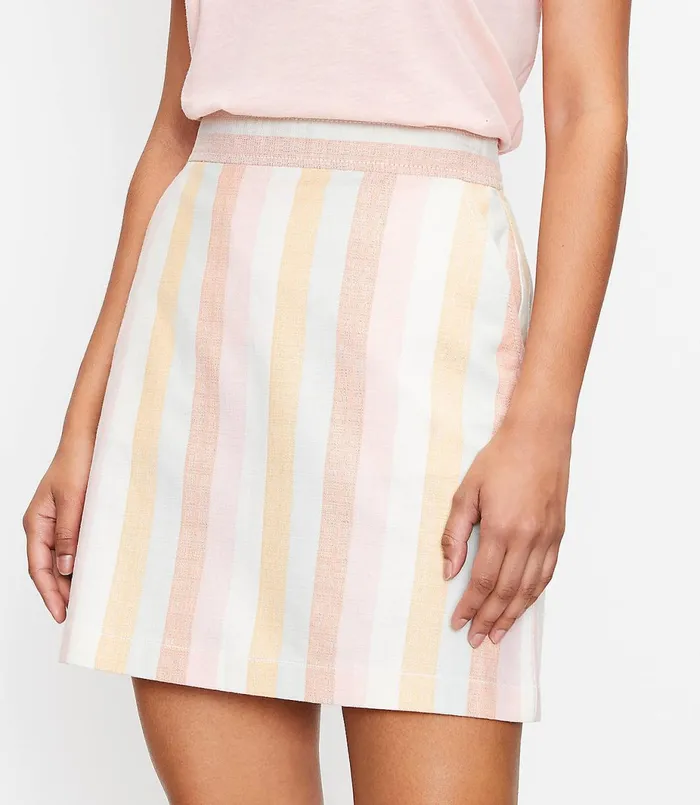 LOFT Striped Pocket Shift Skirt Whisper White Women Skirts