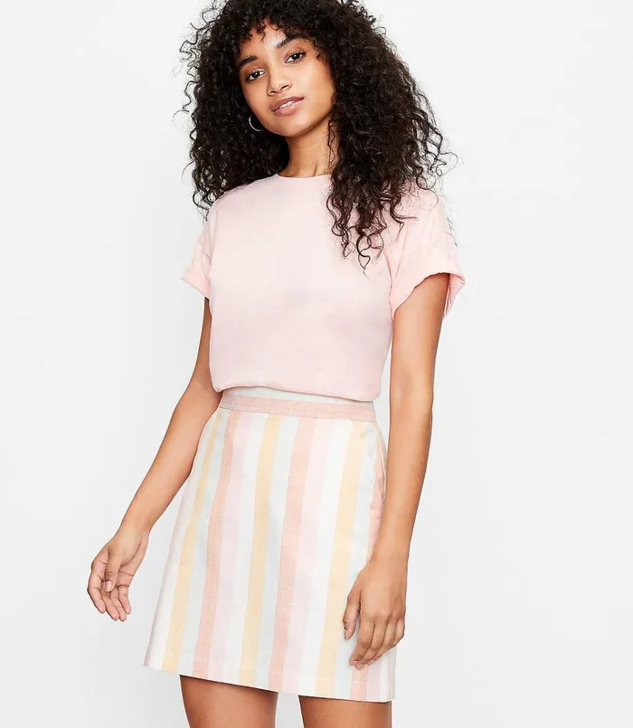 LOFT Striped Pocket Shift Skirt Whisper White Women Skirts