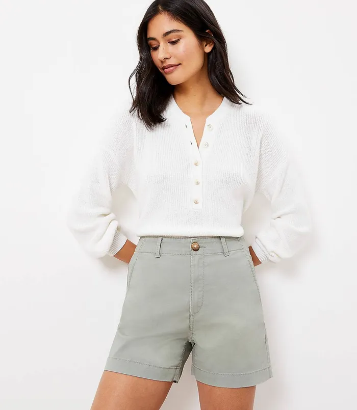 LOFT Washed Twill Shorts Frosted Sage Women Pants