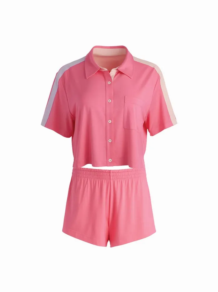 Loungewear Women Alice Olivia Big Feelings Madden Short Sleeve Set Power Pink