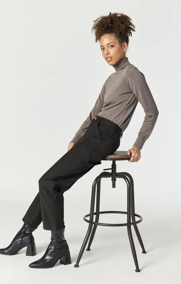 Luisa Straight Leg In Black Luxe Twill Women Mavi Jeans Pants