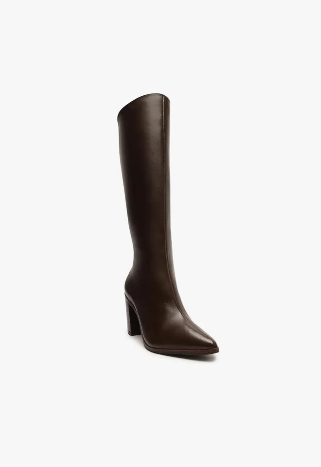 Magali Up Block Leather Boot Dark Chocolate Women Schutz Shoes Boots
