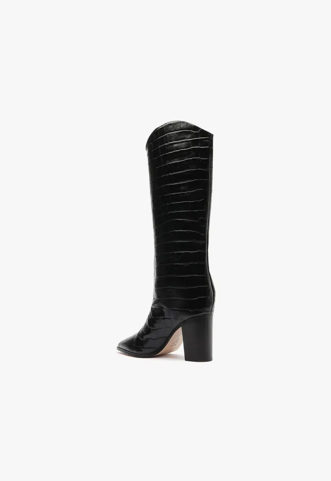 Maryana Block Wide Crocodile Boot Black Women Schutz Shoes Boots