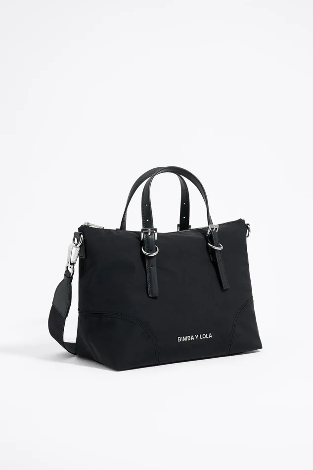 Medium Black Nylon Shopper Bag Black Women Bimba Y Lola Crossbody Bags