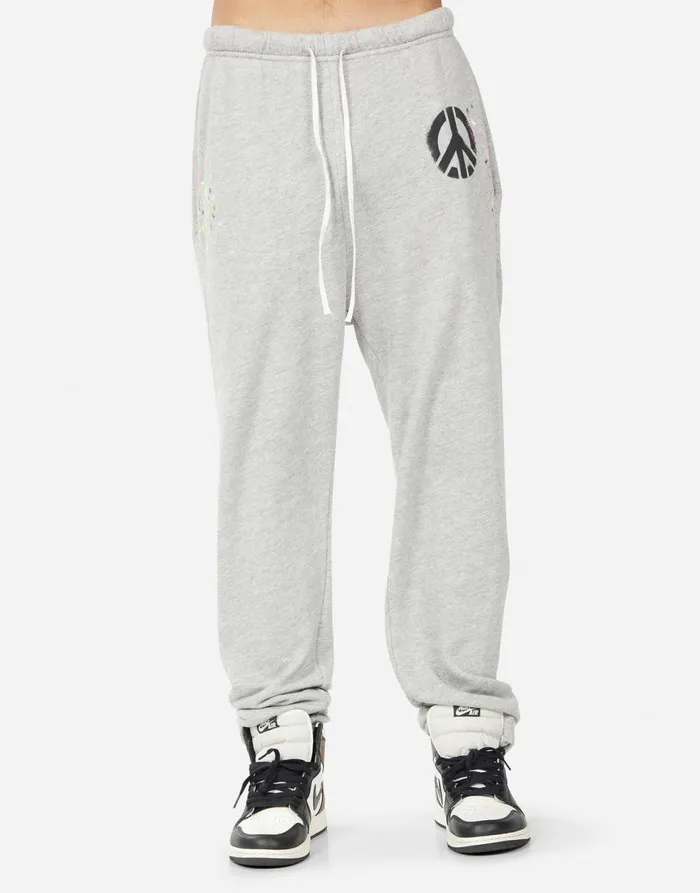 Men039s Whitmore Airbrush Peace Heather Grey Graffiti Splatter Lauren Moshi Bottoms