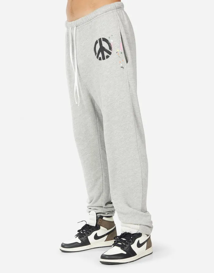 Men039s Whitmore Airbrush Peace Heather Grey Graffiti Splatter Lauren Moshi Bottoms
