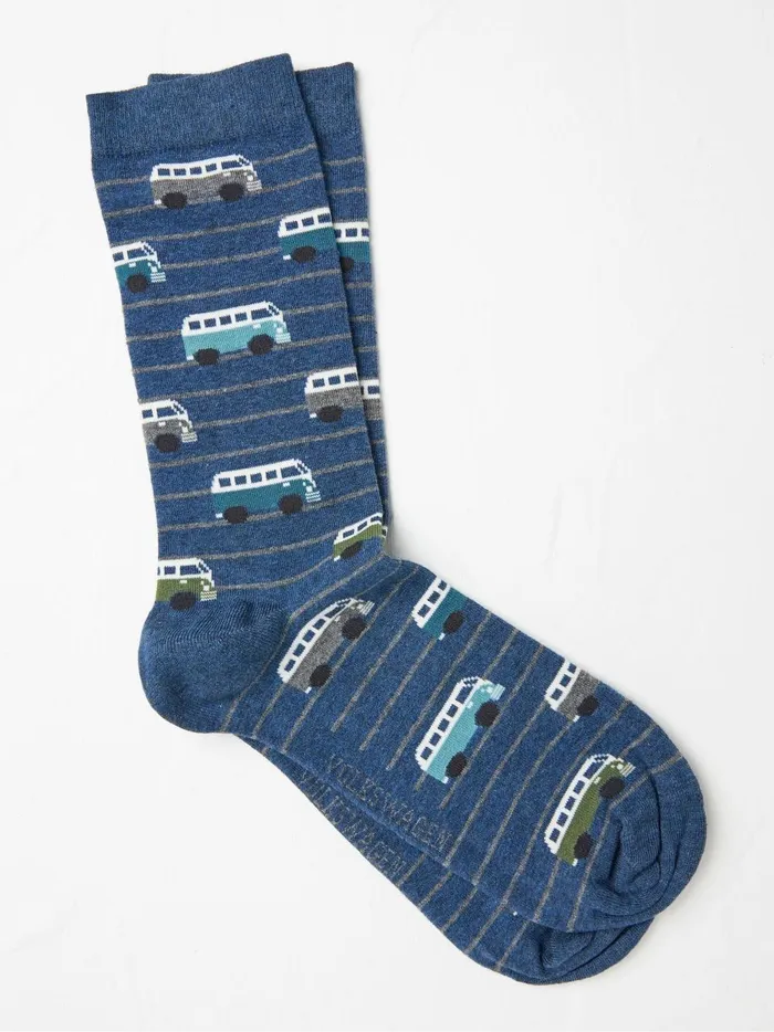 Men 3 For 2 Socks Fat Face Blue Vw Socks 1 Pack