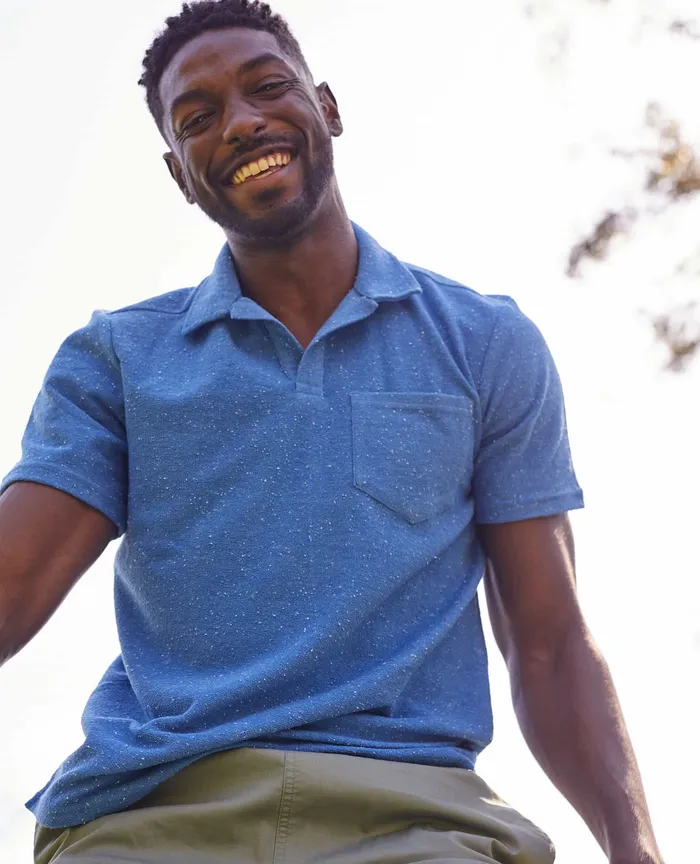 Men8217s ToadandCo Men8217s Eventide Terry Short Sleeve Polo High Dive TShirts