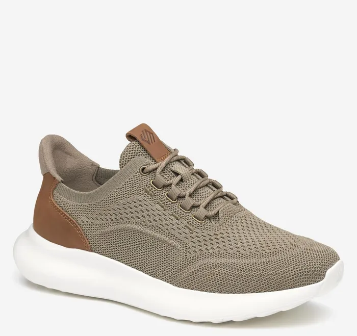 Men Amherst 20 Knit Plain Toe Taupe Heathered Knit JohnstonandMurphy LaceUps
