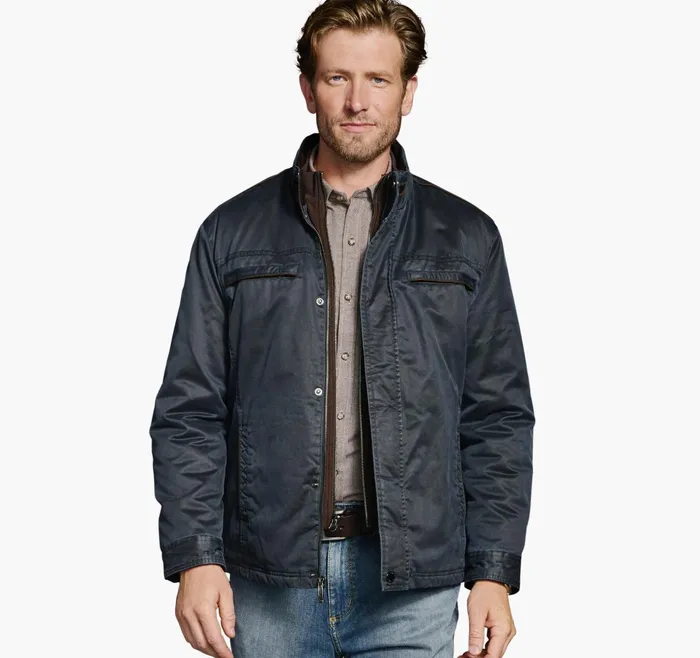 Men Antique Cotton Jacket Navy JohnstonandMurphy Coats Jackets and Vests