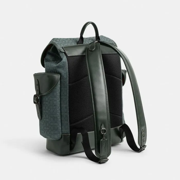 Men Backpacks Coach Hitch Backpack In Micro Signature Jacquard Amazon Green