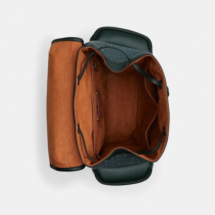 Men Backpacks Coach Hitch Backpack In Micro Signature Jacquard Amazon Green
