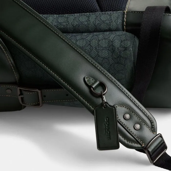 Men Backpacks Coach Hitch Backpack In Micro Signature Jacquard Amazon Green