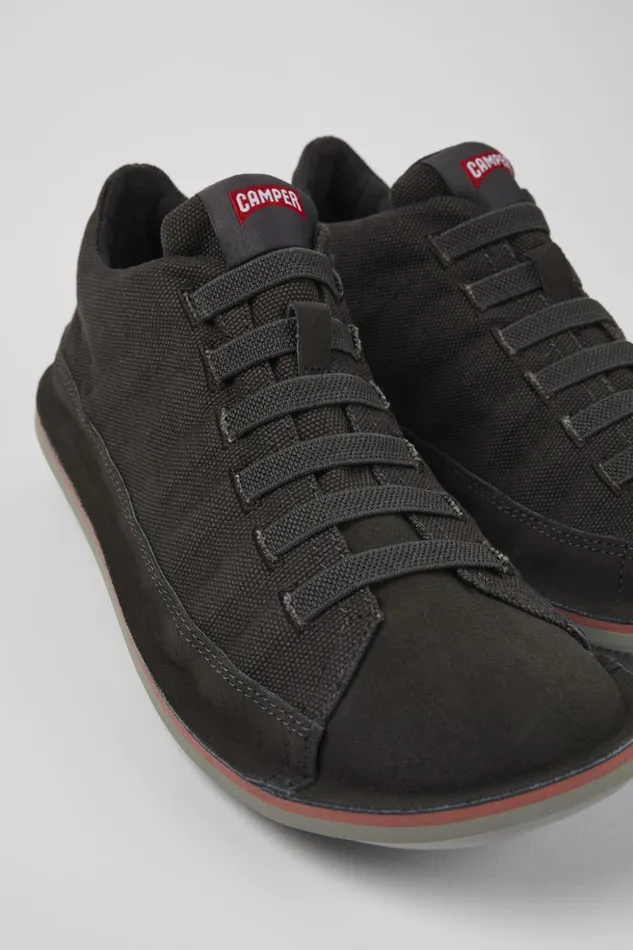 Men Beetle Black TextileNubuck Basket Bootie Camper Ankle Boots