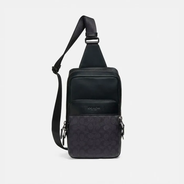 Men Belt Bags Coach Gotham Pack In Signature Canvas Black Coppercharcoalblack